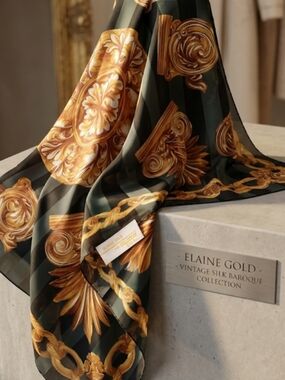 Elaine Gold Vintage Baroque Scarf in Black and Gold